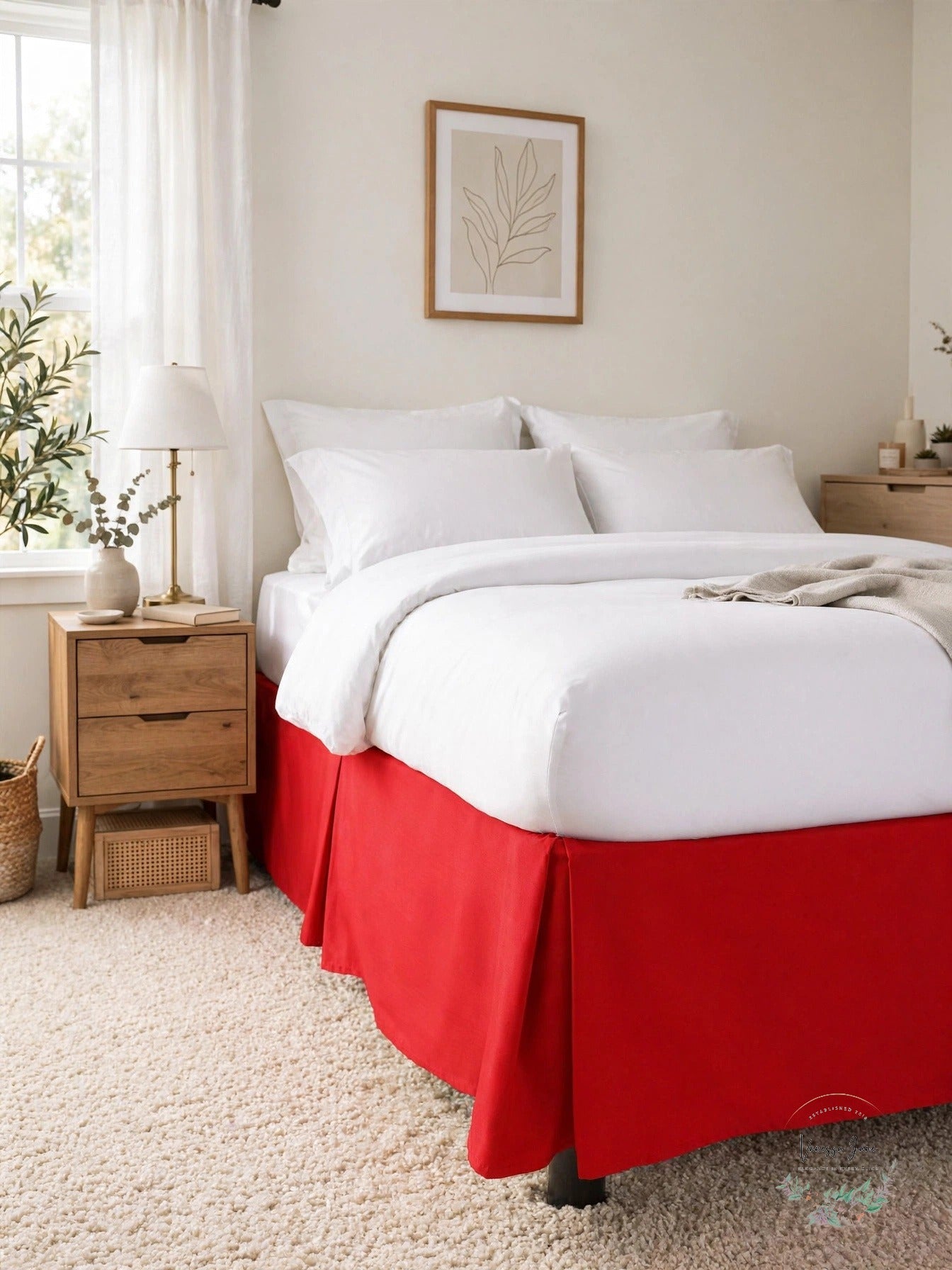Elegant Comfort Pleated Bed Skirt - Red, Size King