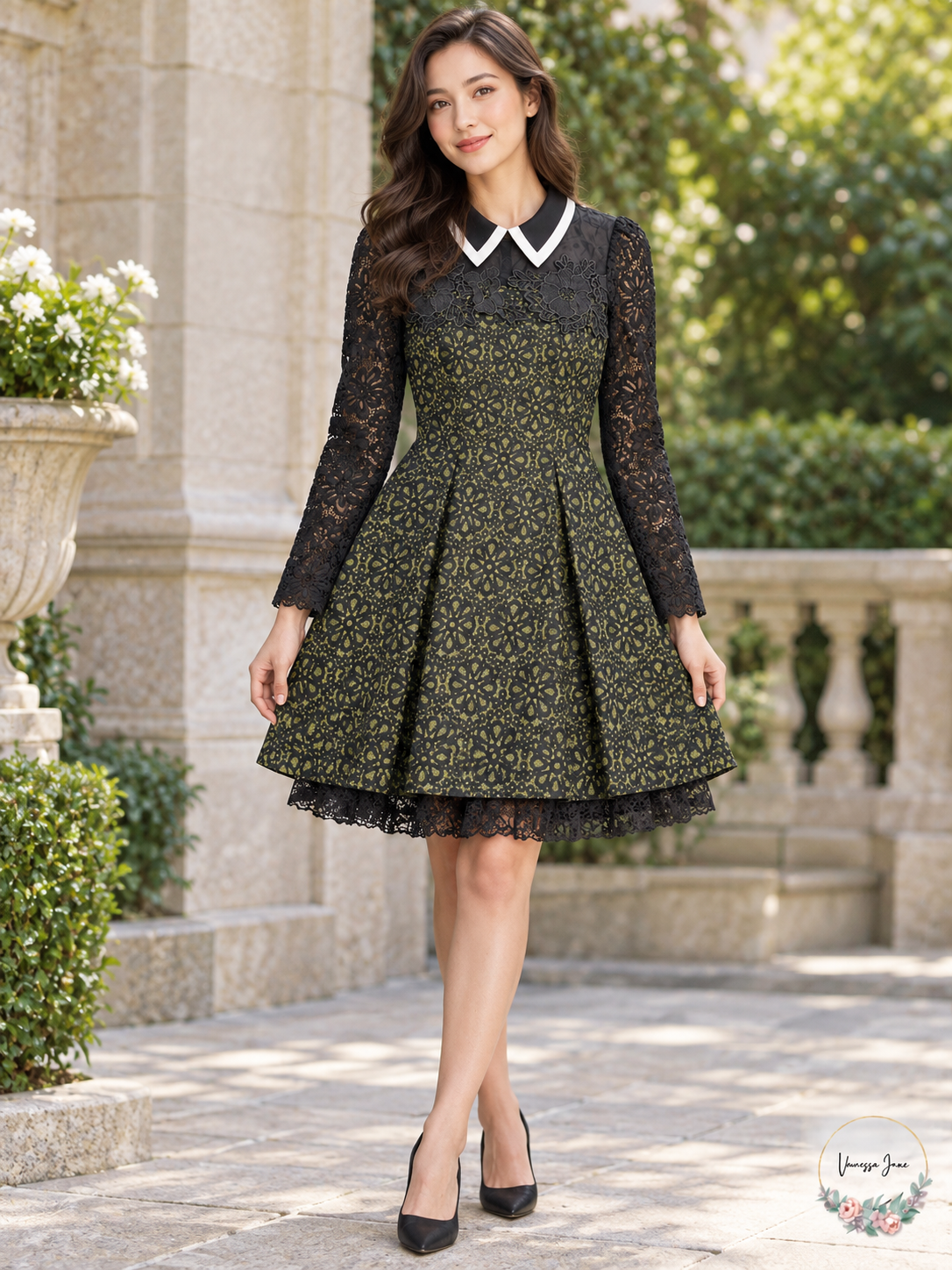 EllyFezi Womens Long-Sleeve Mini Dress, Size XS