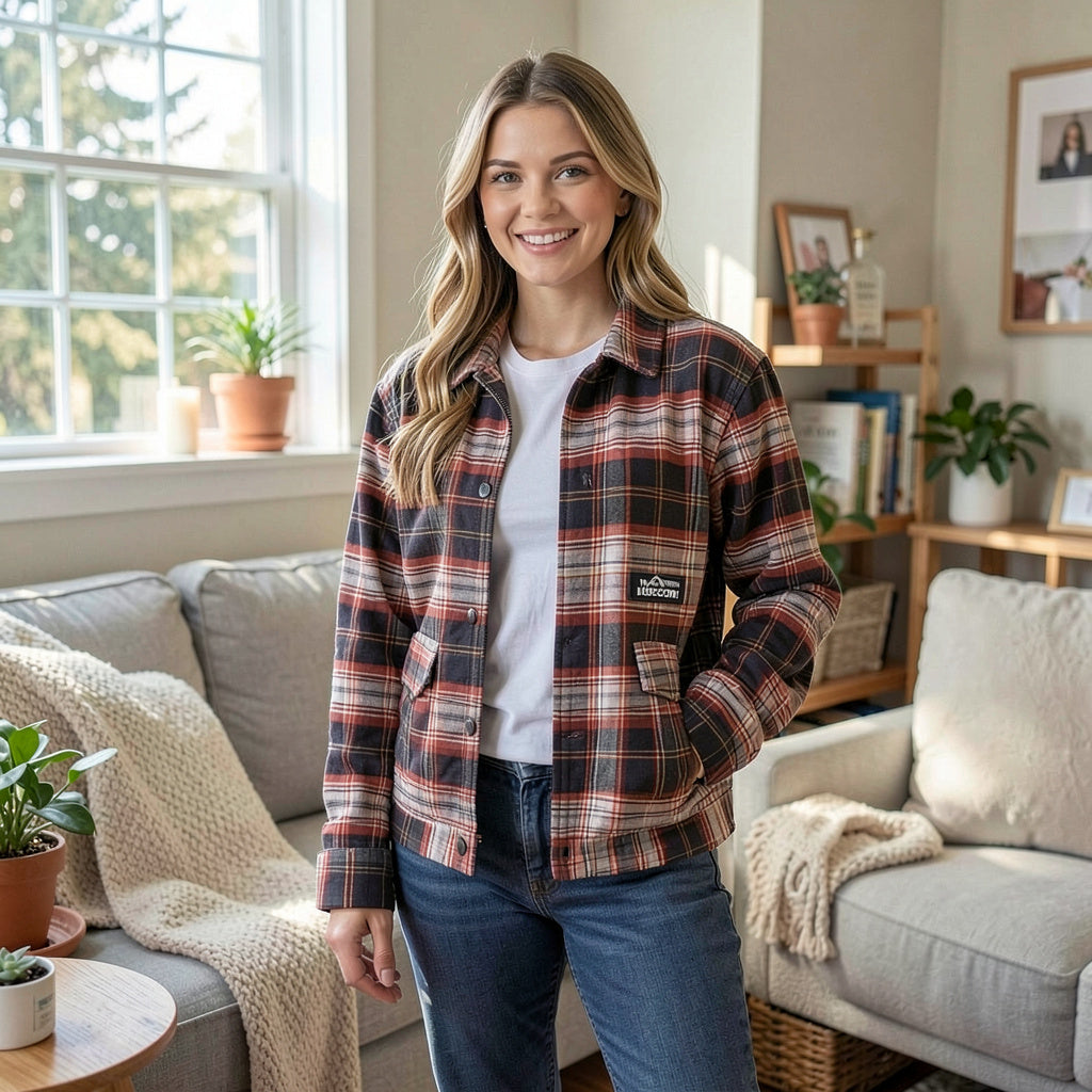 Volcom Juniors Frochickie Plaid Zip-Front Jacket, Size Large