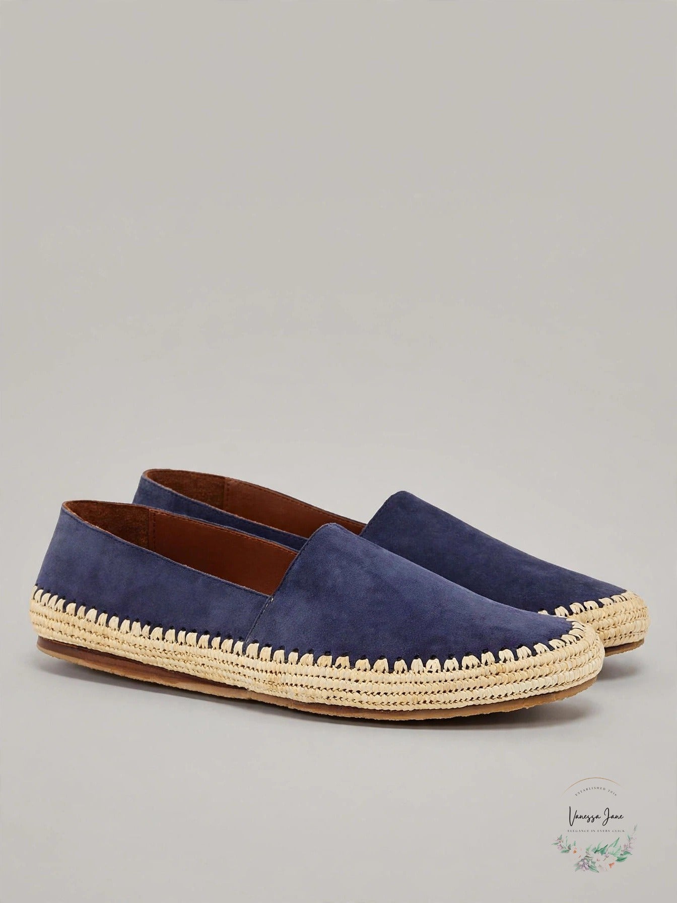 CASABLANCA1942 Men's Diego Slip-On Espadrilles Blue & Brown 8.5-11.5