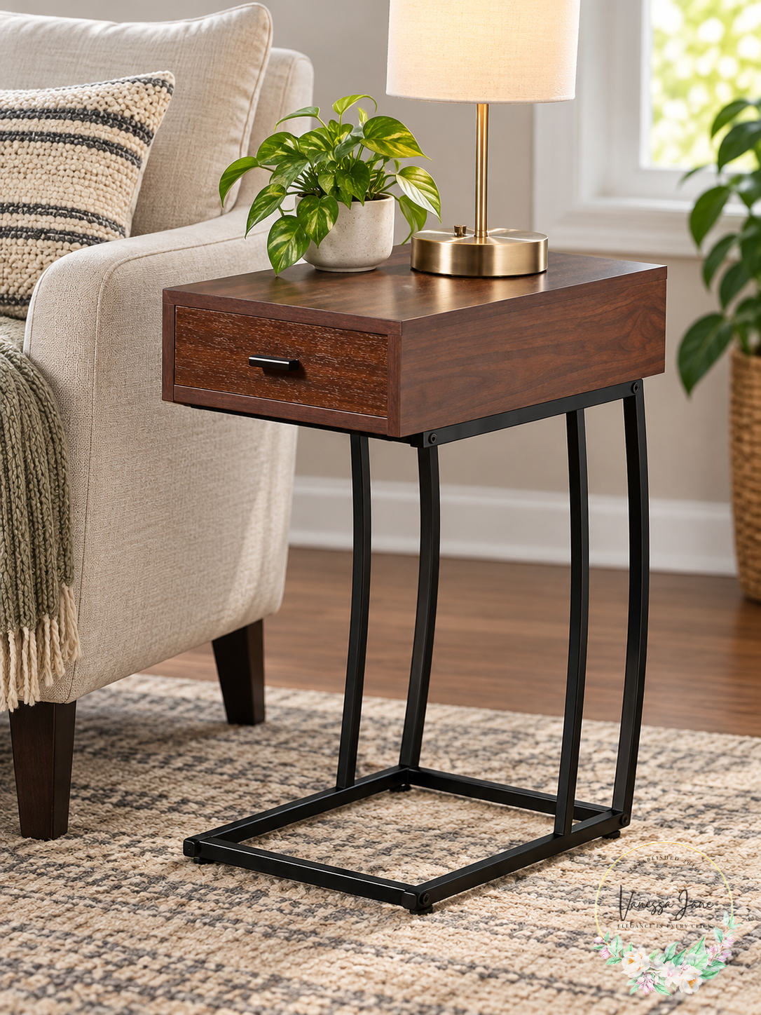 Southern Enterprises Porten Side Table in Walnut Finish — lifestyle candidate