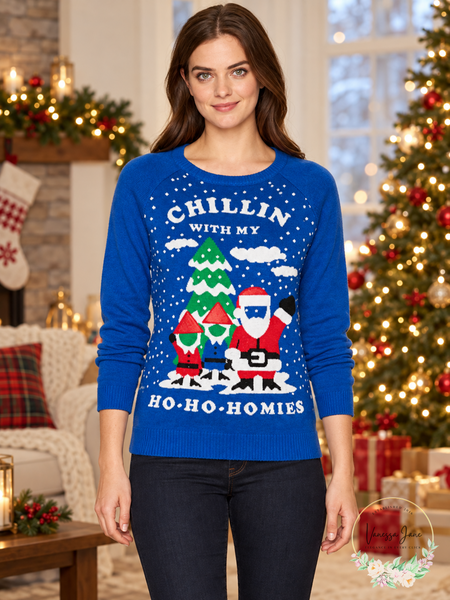 Hybrid Apparel Womens Ho Homies Selfie Holiday Sweater — lifestyle candidate