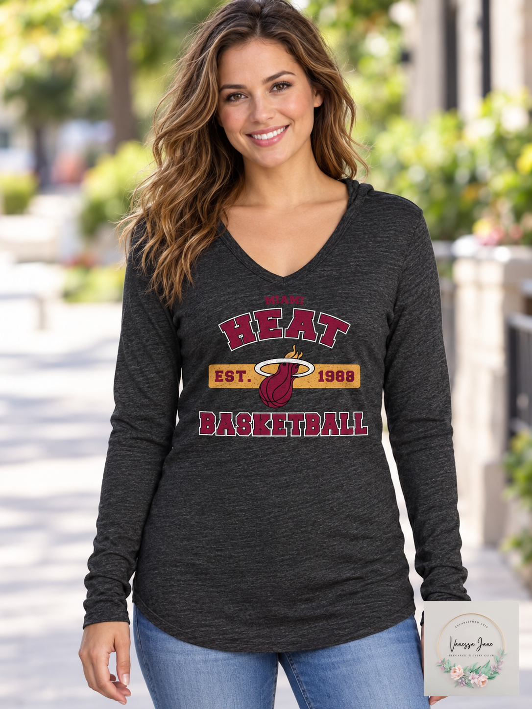 Majestic Athletic NBA Miami Heat Womens Premium Triblend L/S V-Hoodie, Medium — lifestyle candidate