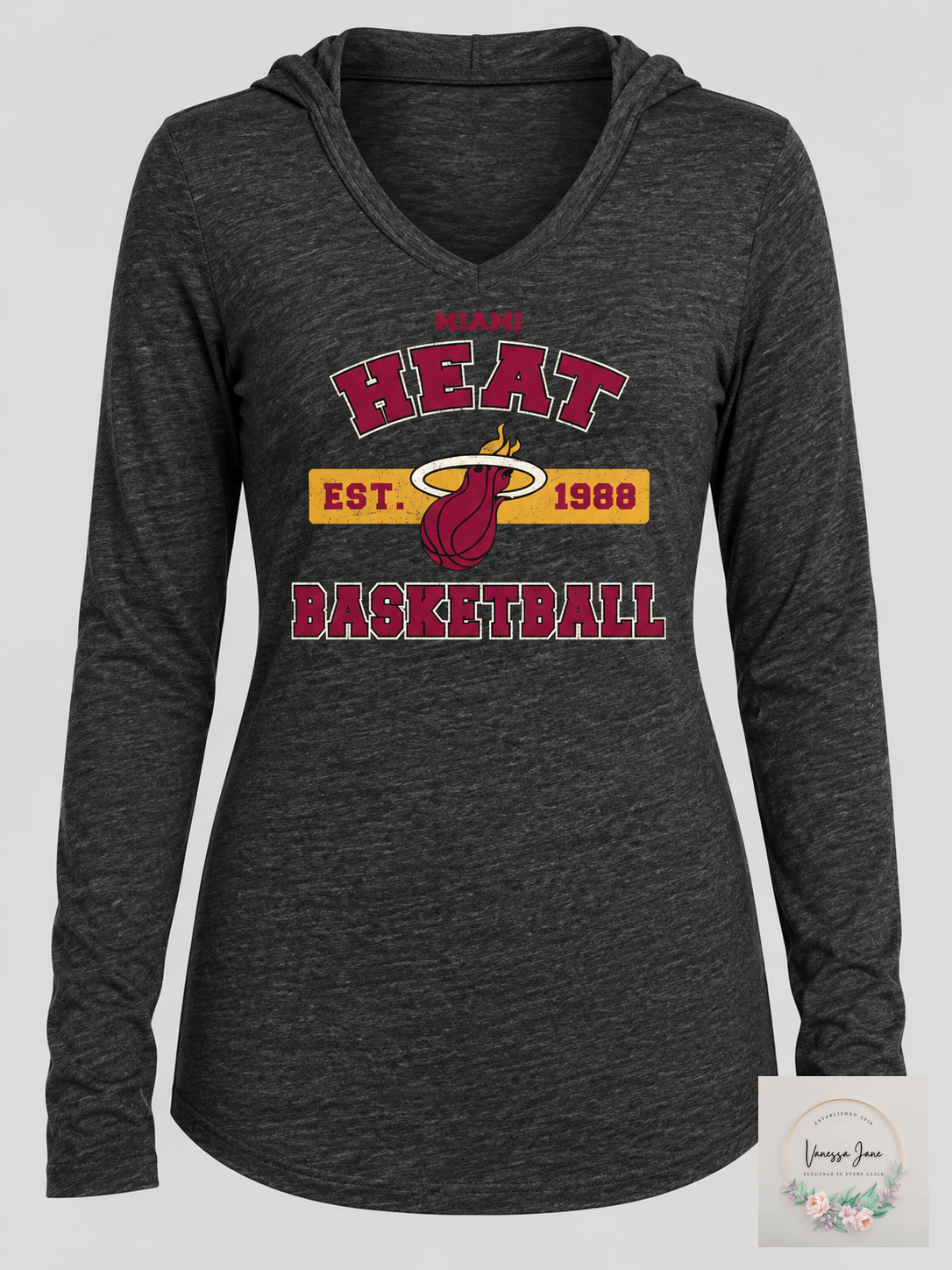 Majestic Athletic NBA Miami Heat Womens Premium Triblend L/S V-Hoodie, Medium — product only candidate