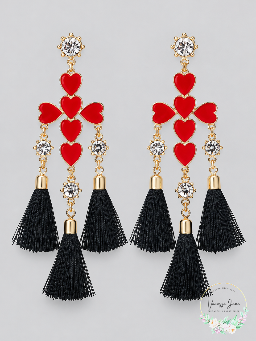 Thalia Sodi Gold-Tone Crystal, Heart Cross and Tassel Drop Earrings — product only candidate