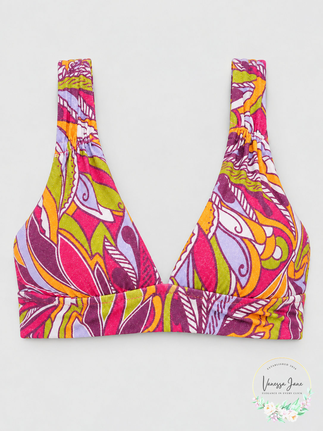 Becca Womens Swim Purple Pink Shimmer Print Bikini Top, Size Medium — product only candidate