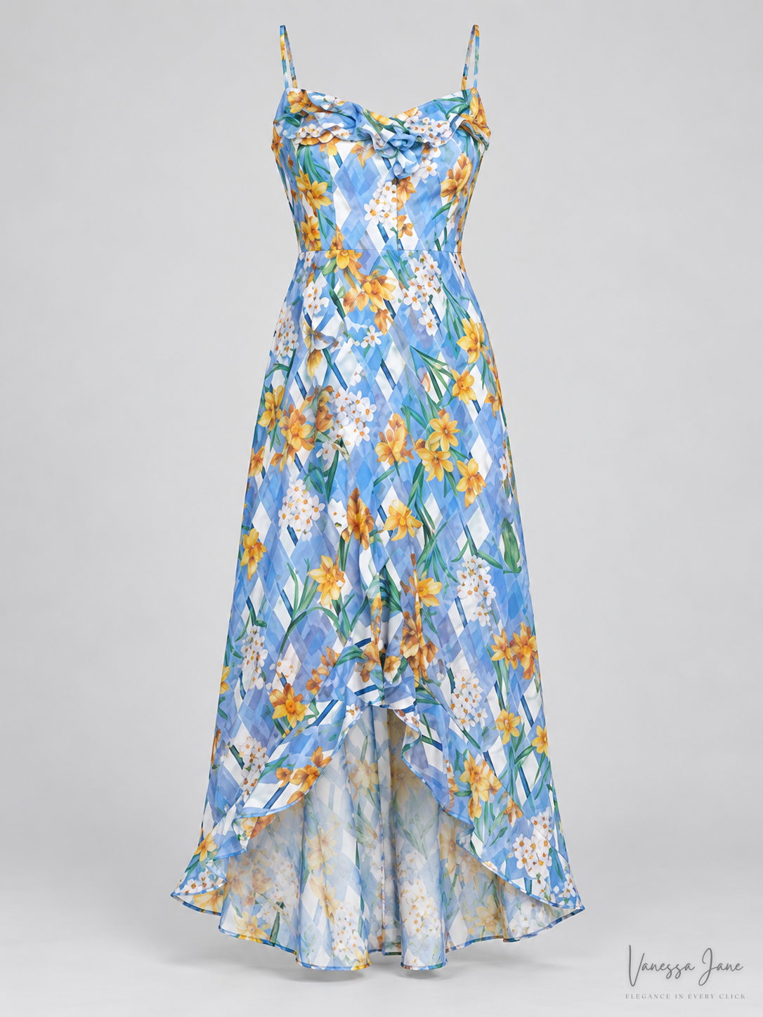 Kensie Women's Maxi Floral Ruffled Trim Dress — product only candidate