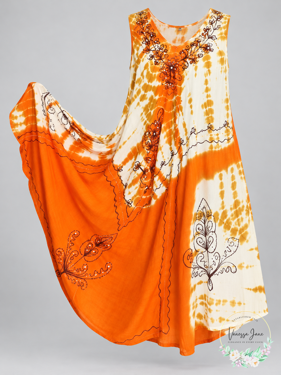 Peach Couture Embroidered Umbrella Sun Dress Sundresses Caftan, One Size — product only candidate
