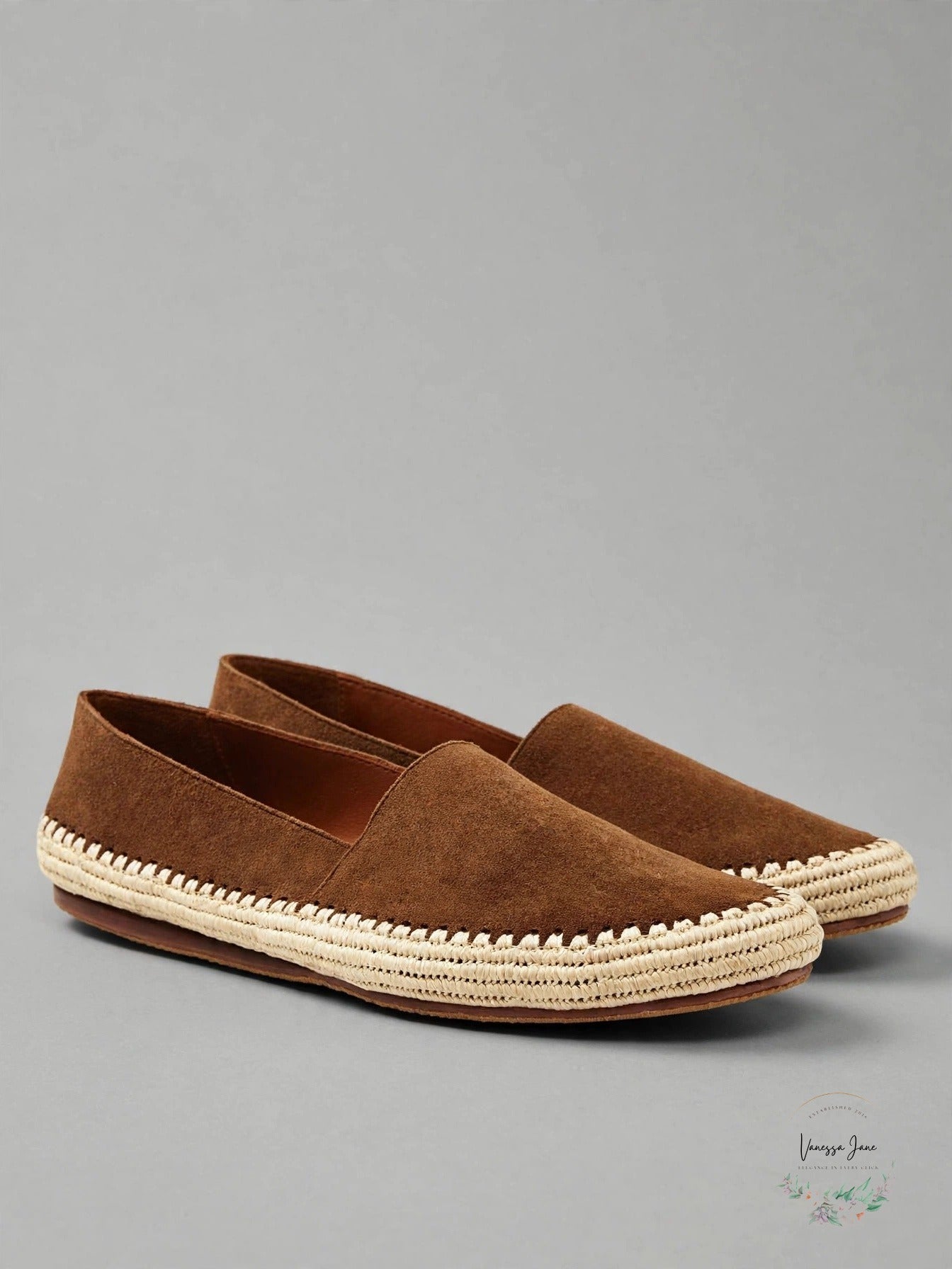 CASABLANCA1942 Men's Diego Slip-On Espadrilles Blue & Brown 8.5-11.5