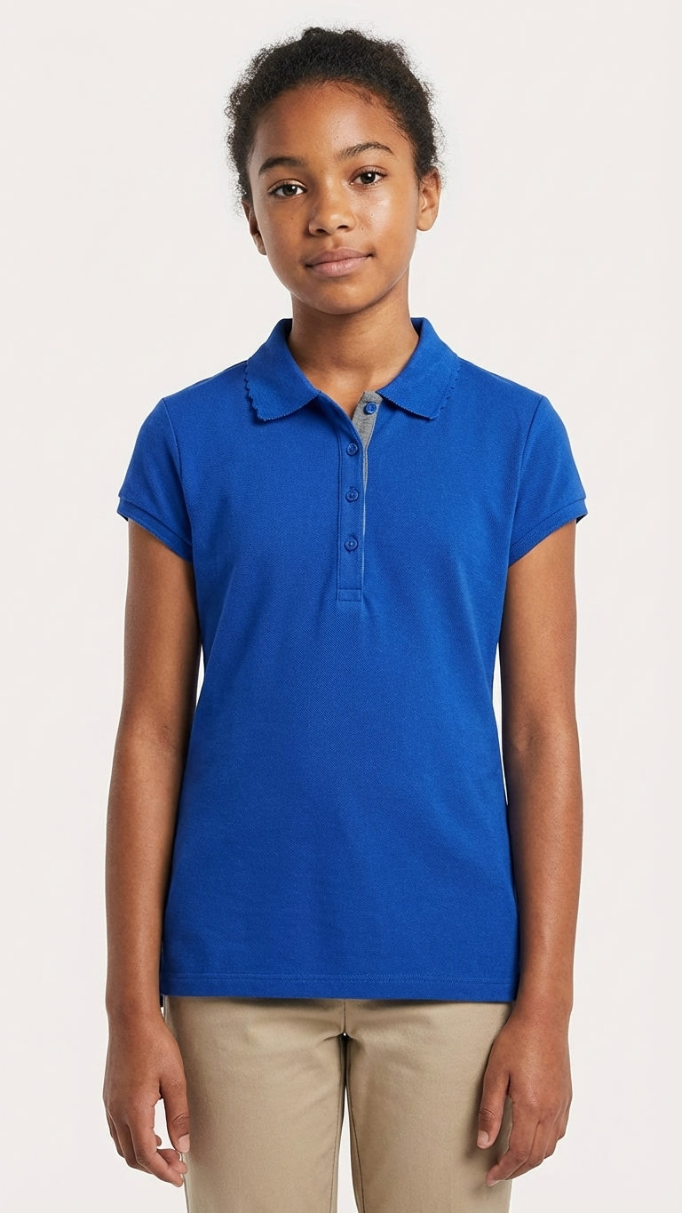 Nautica Nautica Girls School Uniform Short Sleeve Pique Polo, L/12/14