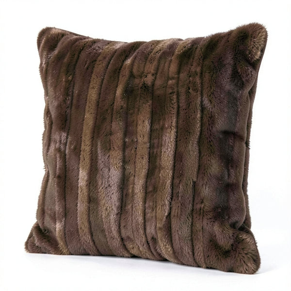 Madison Park MP30-2999 Duke Faux Fur Square Pillow; Chocolate – 20 x 20 In.
