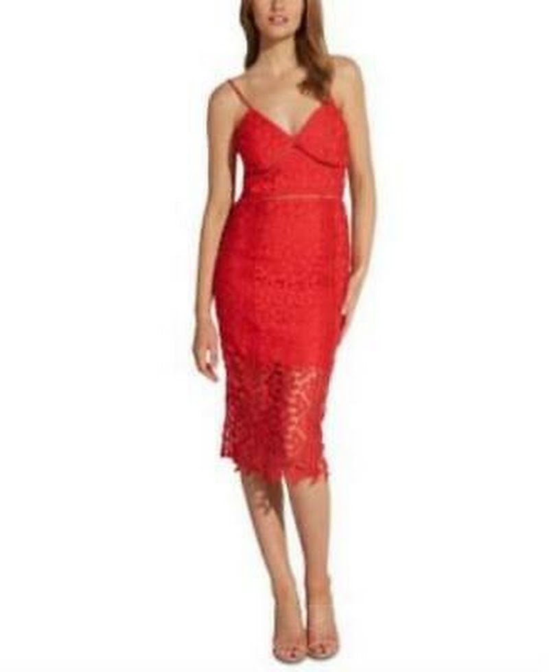 Bardot Womens Roxy Lace Party Cocktail Dress,Size 8/Red