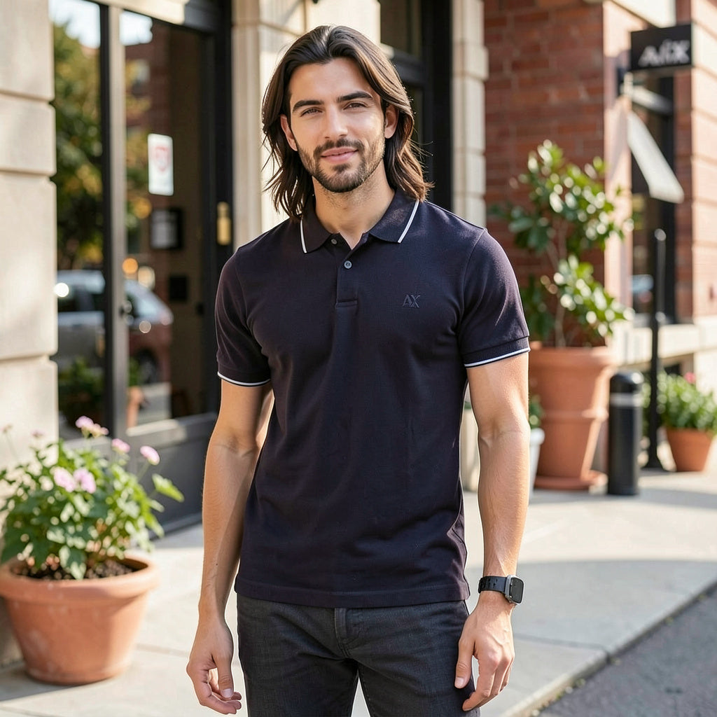 A|X Armani Exchange Mens Short Sleeve Polo Shirt, Size Small