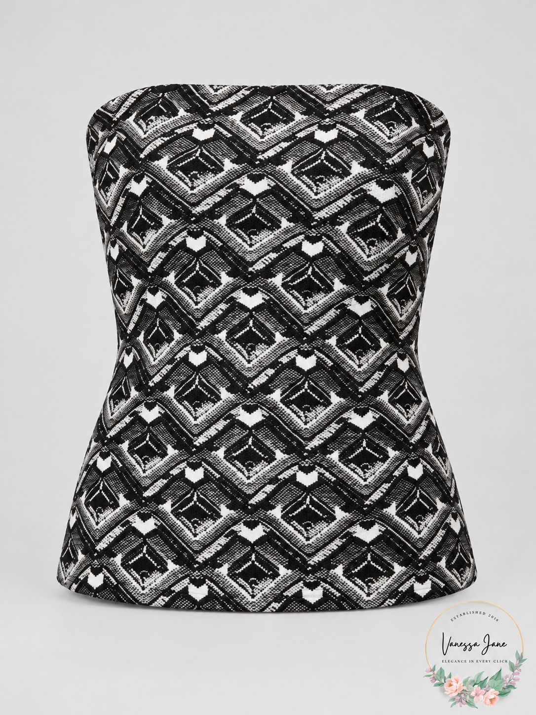 WHBM Womens Black and White Graphic Print Bustier, Size 6