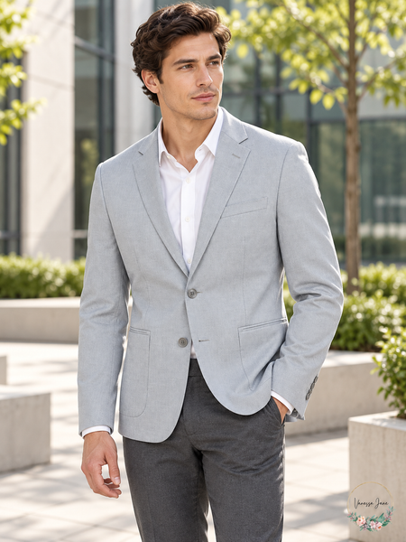 Calvin Klein light gray jacket lifestyle view