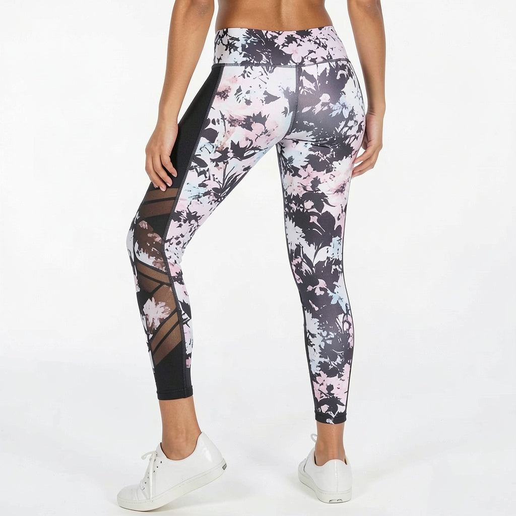 Ideology Printed Mesh-Trimmed Ankle Leggings, Size XL