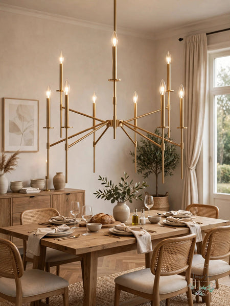 Vaxcel Kedzie H0180 9-Light Chandelier, Natural Brass