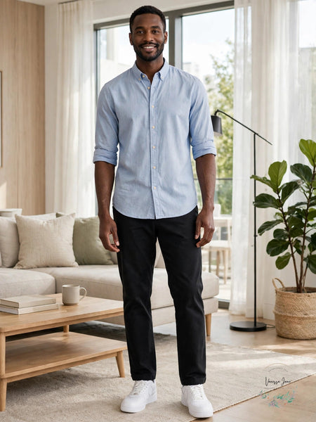 Amazon Essentials Men's Classic-Fit Flat-Front Chino Pants Black 33 x 32