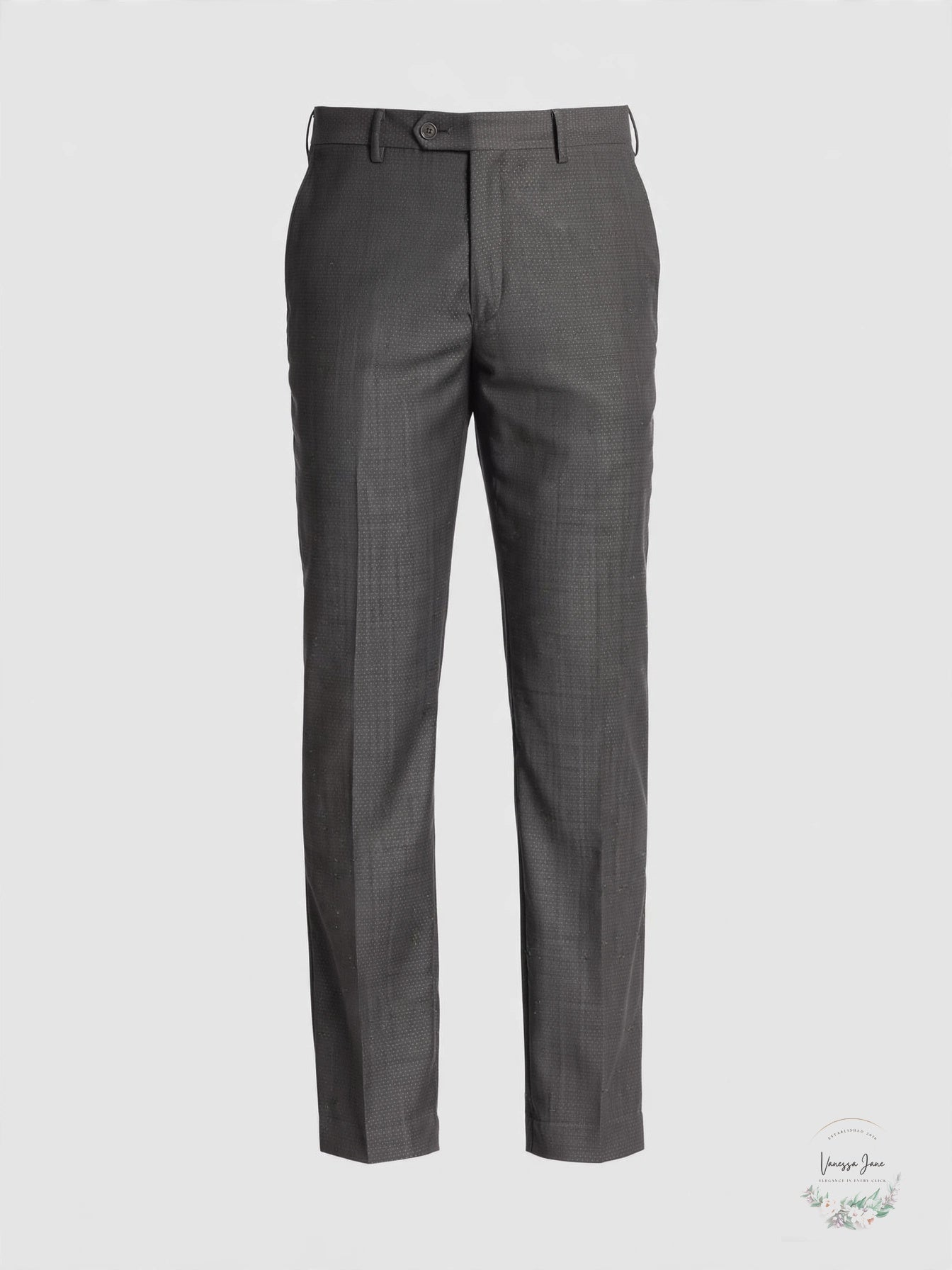 Calvin Klein Men's Slim Fit Neat Charcoal Dress Pants, 35