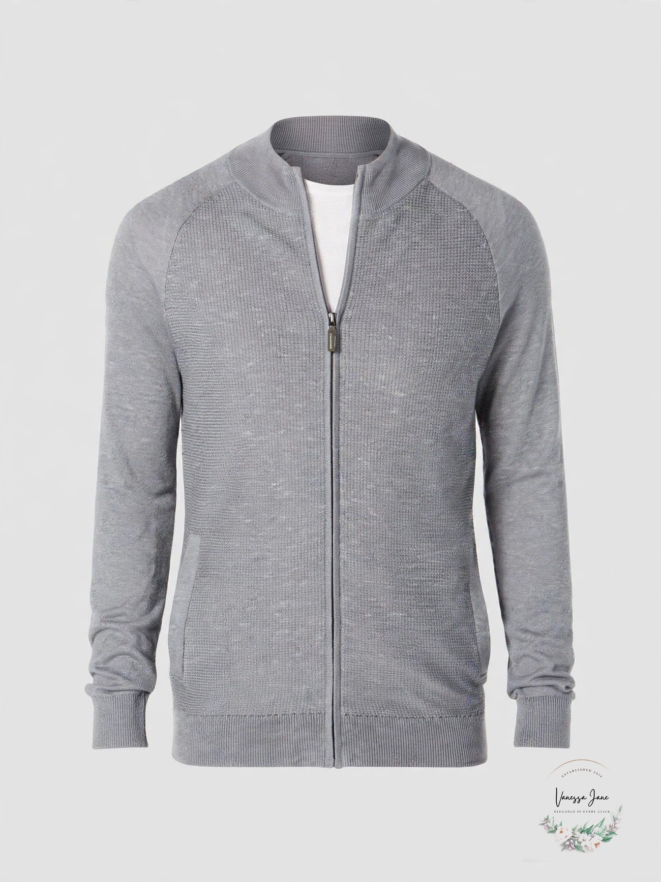Club Room Men's Textured Full-Zip Cardigan Silver, Size 2X