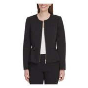 DKNY Womens Zippered Suit Separate Peplum Jacket, Black, Size 8