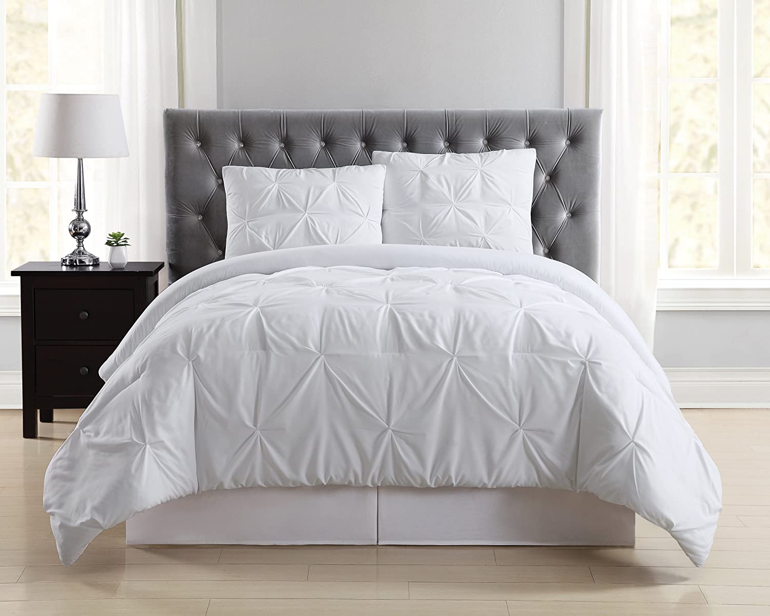 Truly Soft Pleated King Comforter Set - White