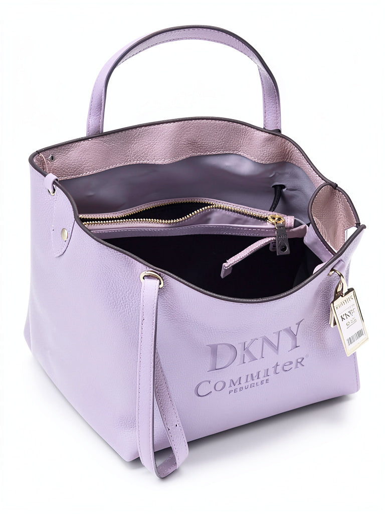 DKNY Commuter Pebble Leather Logo Tote-Lavender