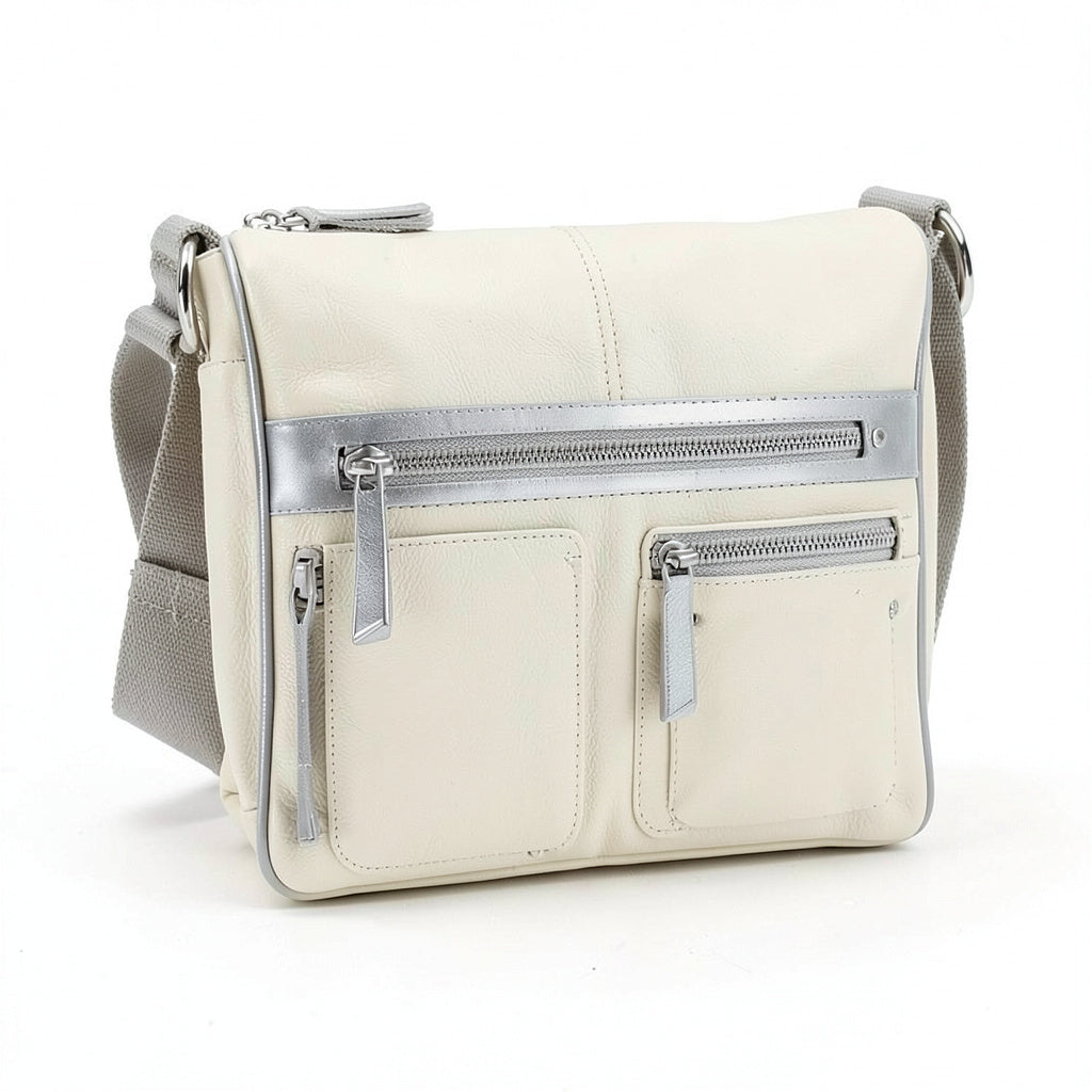 International Concepts Riverton Small Messenger Crossbody - Vanilla/Silver