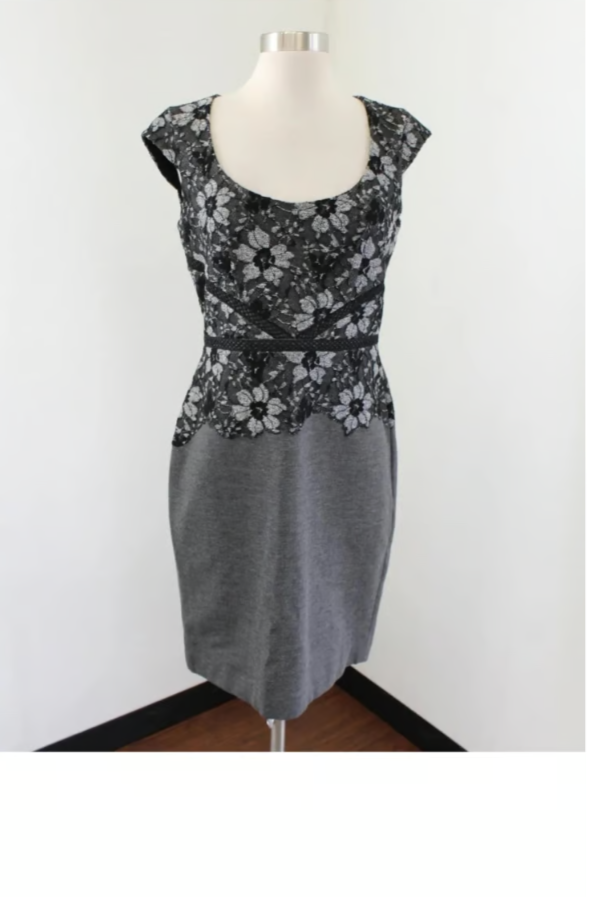 Ann Taylor Petite Dress Sleeveless Floral Lace Scoop Neck, Size 4 P