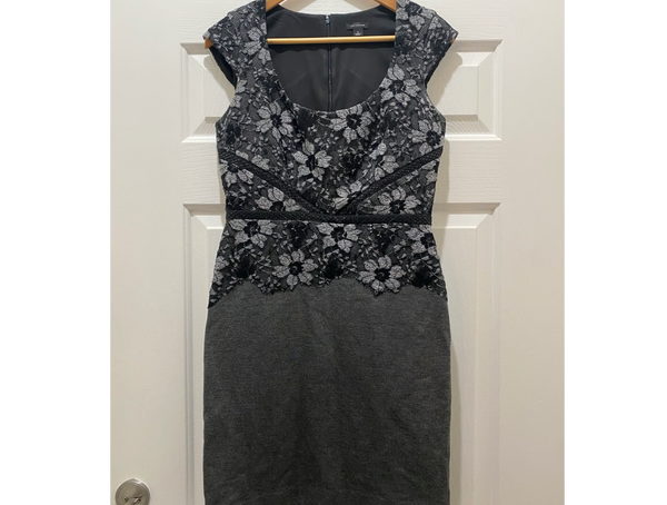 Ann Taylor Petite Dress Sleeveless Floral Lace Scoop Neck, Size 4 P