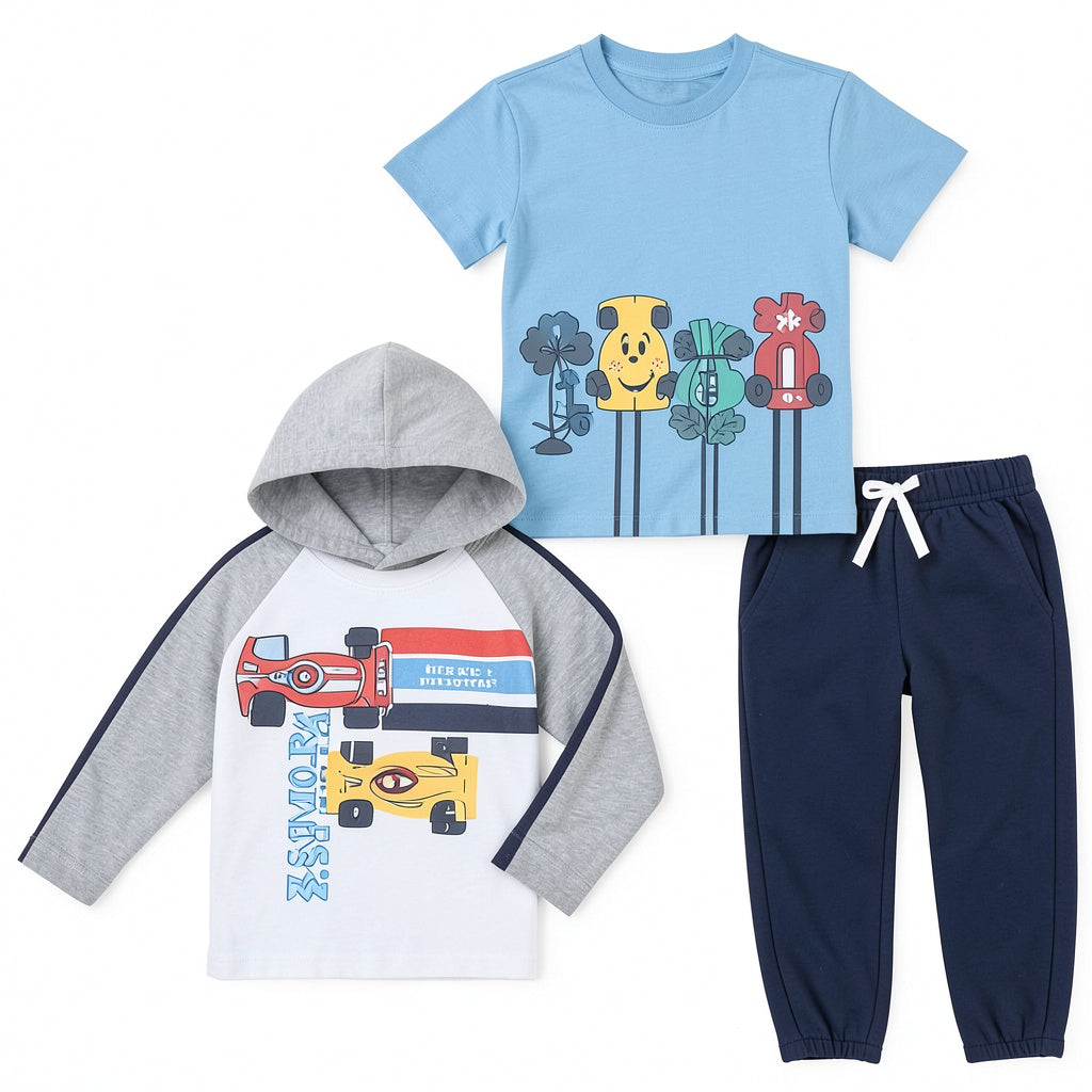 Kids Headquarters Baby Boys 3-Pc. Race Car Tee and Jogger Pants Set, 24 Months