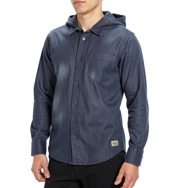 Hurley Mens Crowley Washed Hooded Long Sleeve Shirt, Size Small