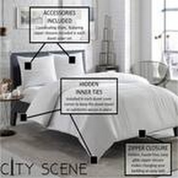 City Scene Branches 3-Piece Blue Floral Cotton Full/Queen Duvet Cover Set