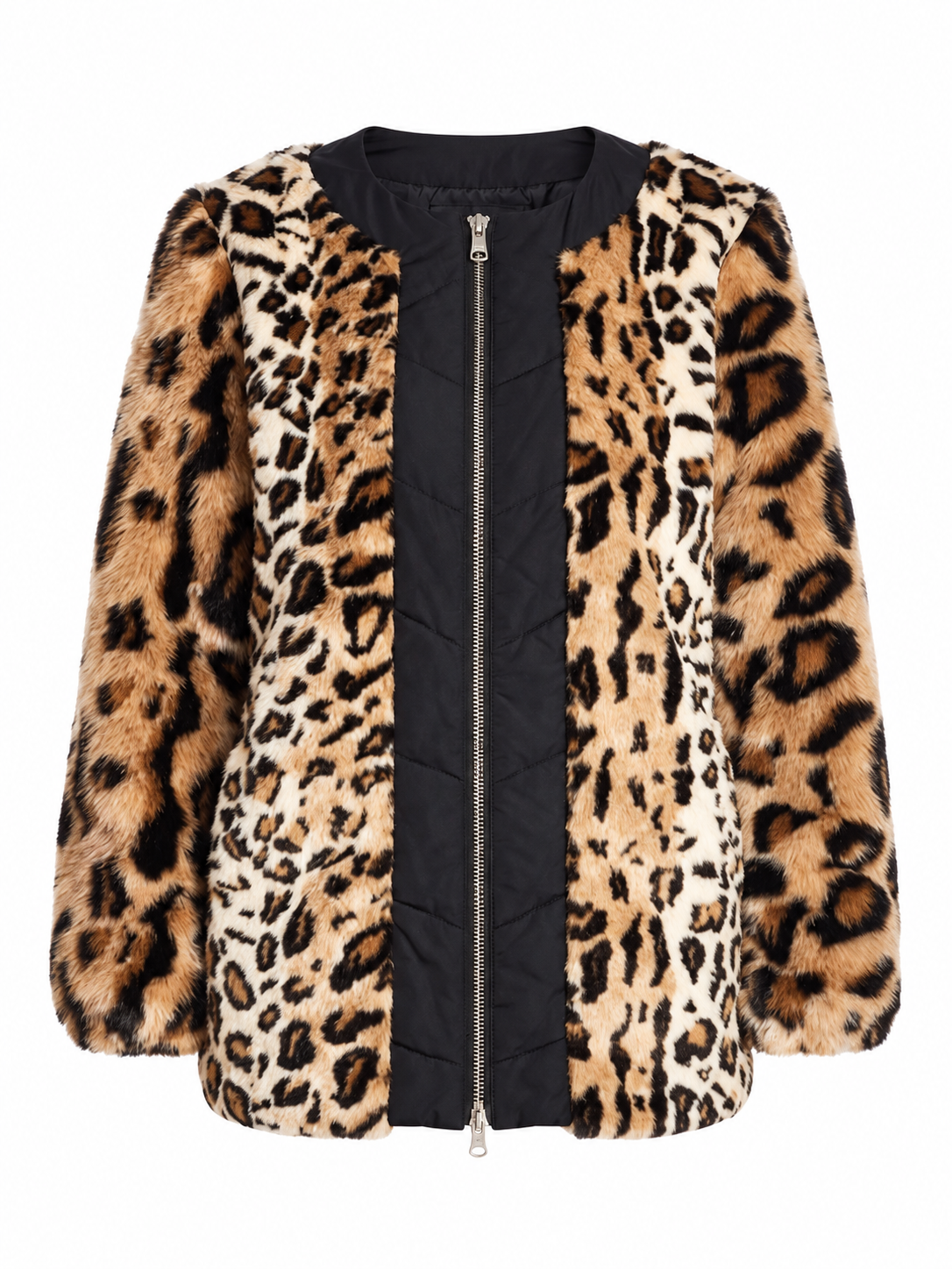 Donna Karan New York Leopard Print Faux Fur Jacket, Size Large
