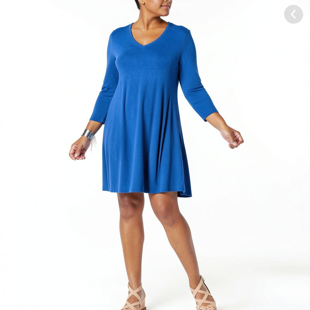 Style & Co V-Neck A-Line Swing Dress, Size OX