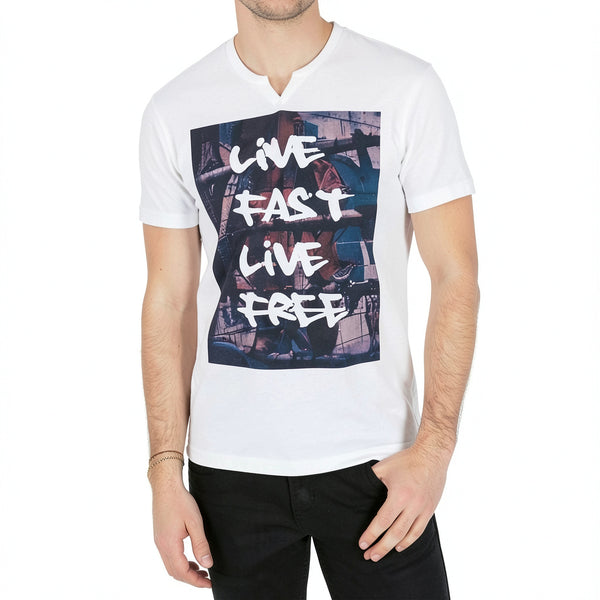 I-n-c Mens Live Fast Live Graphic T-Shirt - Small