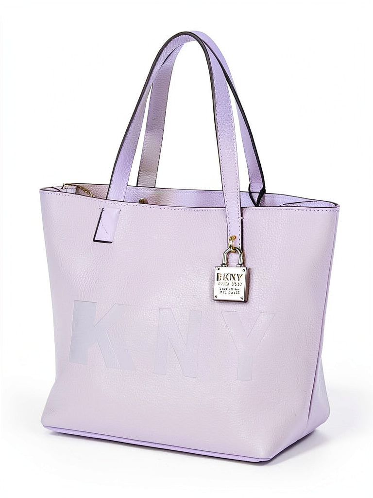DKNY Commuter Pebble Leather Logo Tote-Lavender