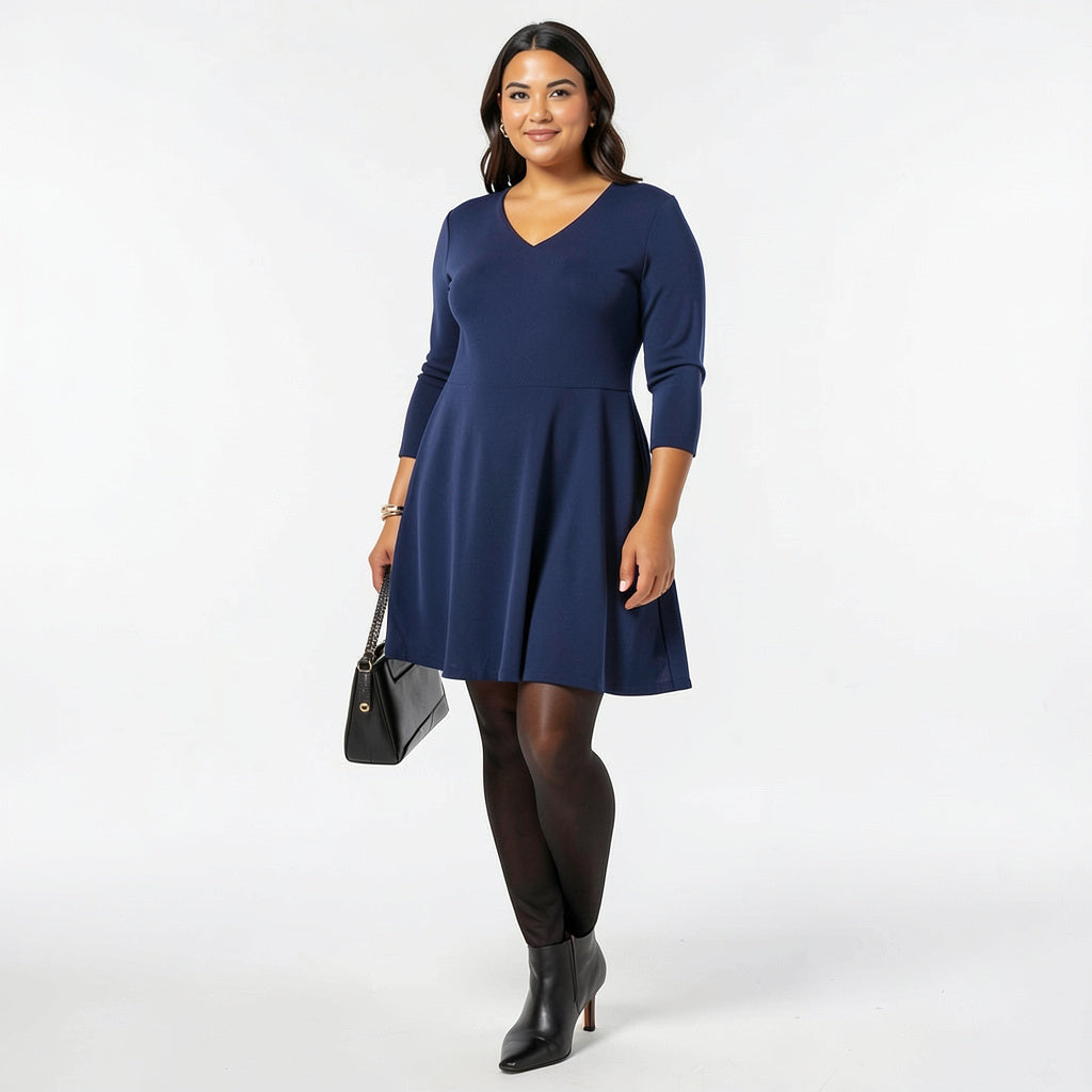 Style & Co V-Neck A-Line Swing Dress, Size OX