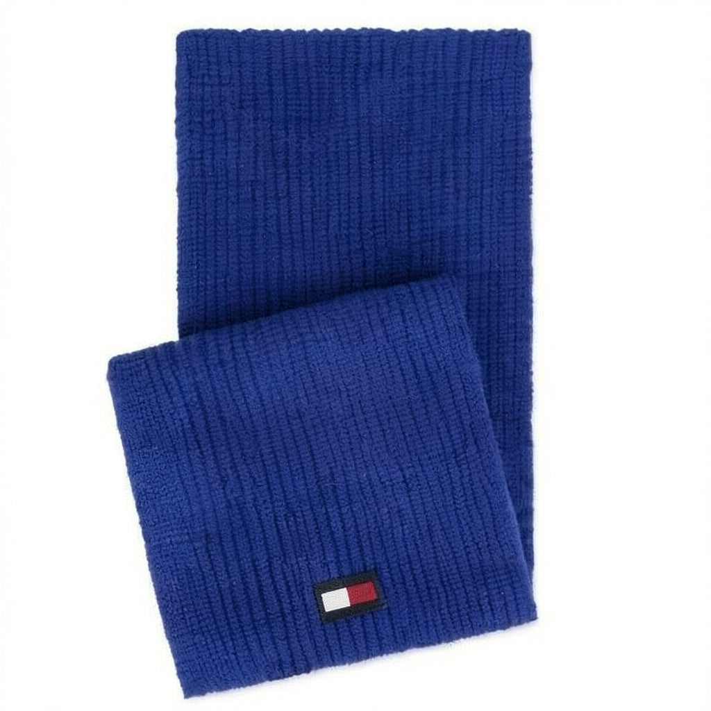 Tommy Hilfiger Mens Logo Patch Scarf, Blue, Long (60 in. and up)