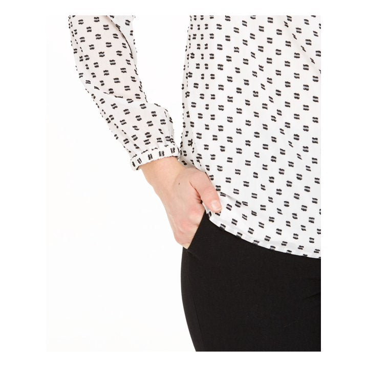 Nine West Long Sleeve Clip Dot Blouse, Size Medium