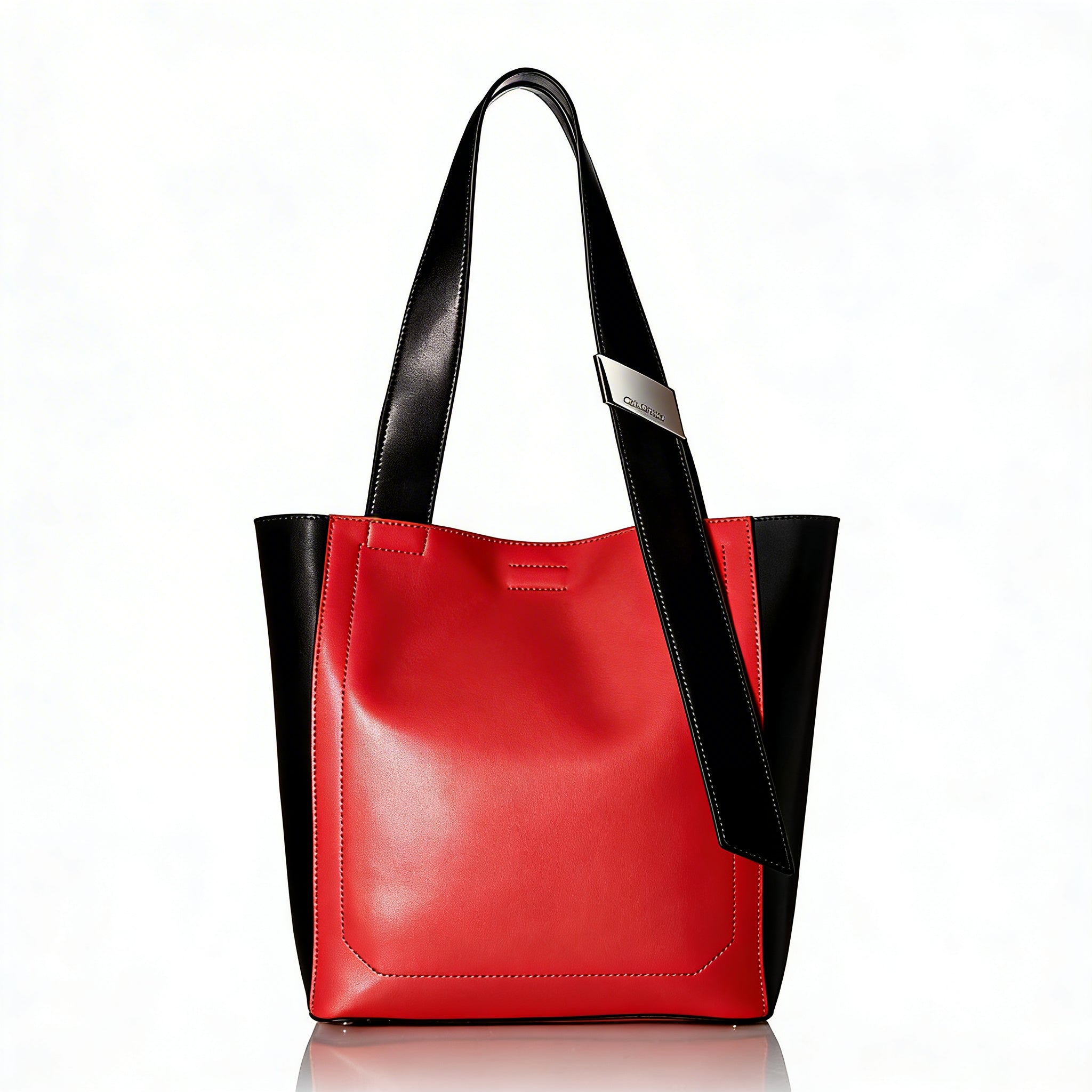 Calvin Klein Black Pink Two Tone Leather Karsyn Tote Bag