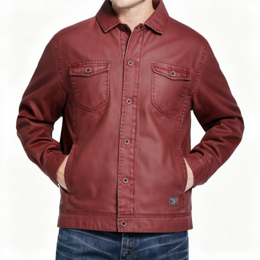 Weatherproof Vintage Mens Waxed Sherpa Lined Trucker Jacket, Size Medium