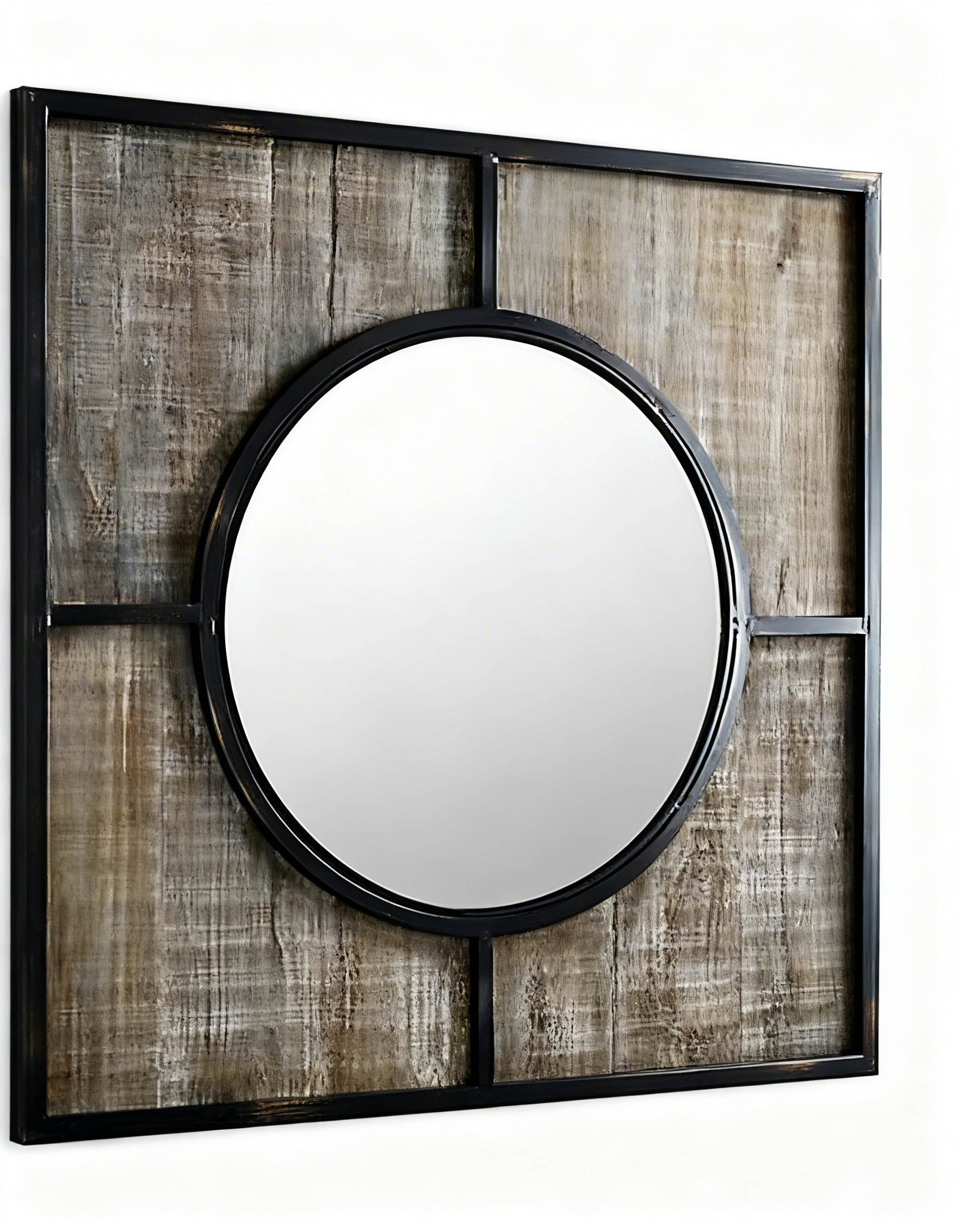 Walker Edison 32 Rustic Modern Square Wood Wall Mirror