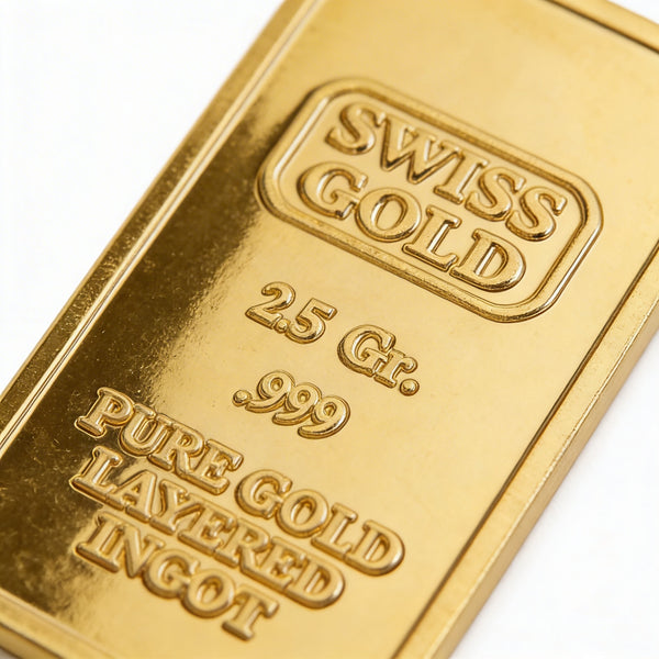 American Novelty Coin Treasures2.5 Gram Brass Swiss Ingot Tribute Layered in 24K