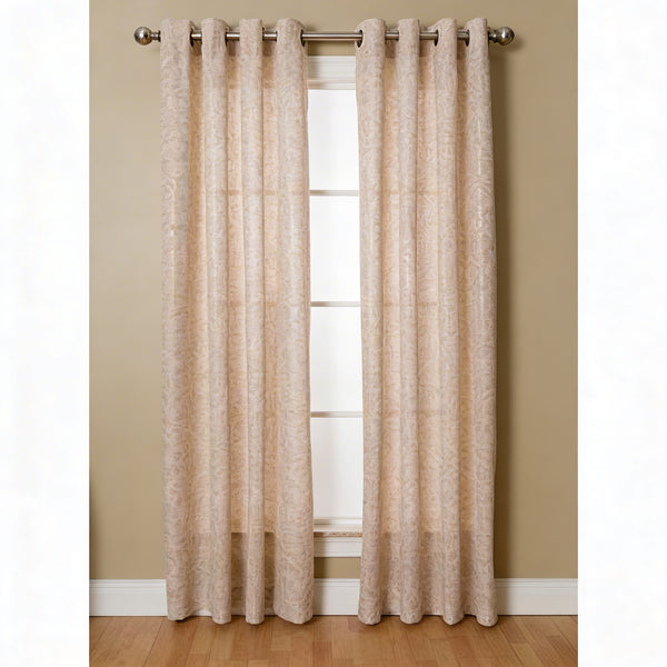 Miller Curtains Home Kailey Botanical Grommet Single Curtain Panel,95 Panel/Gold