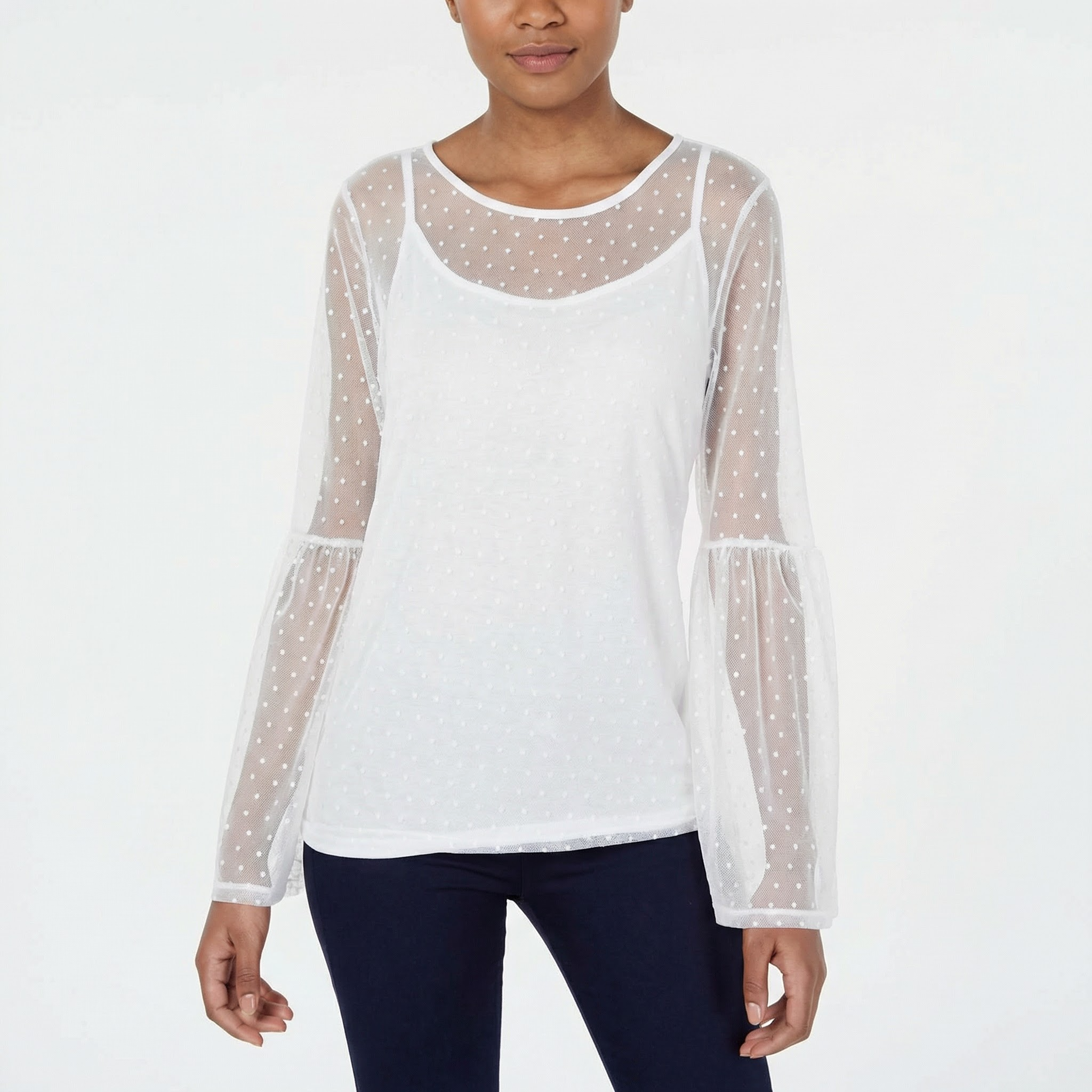 Ultra Flirt by Ikeddi Juniors Mesh Bell-Sleeve Top, Size Medium