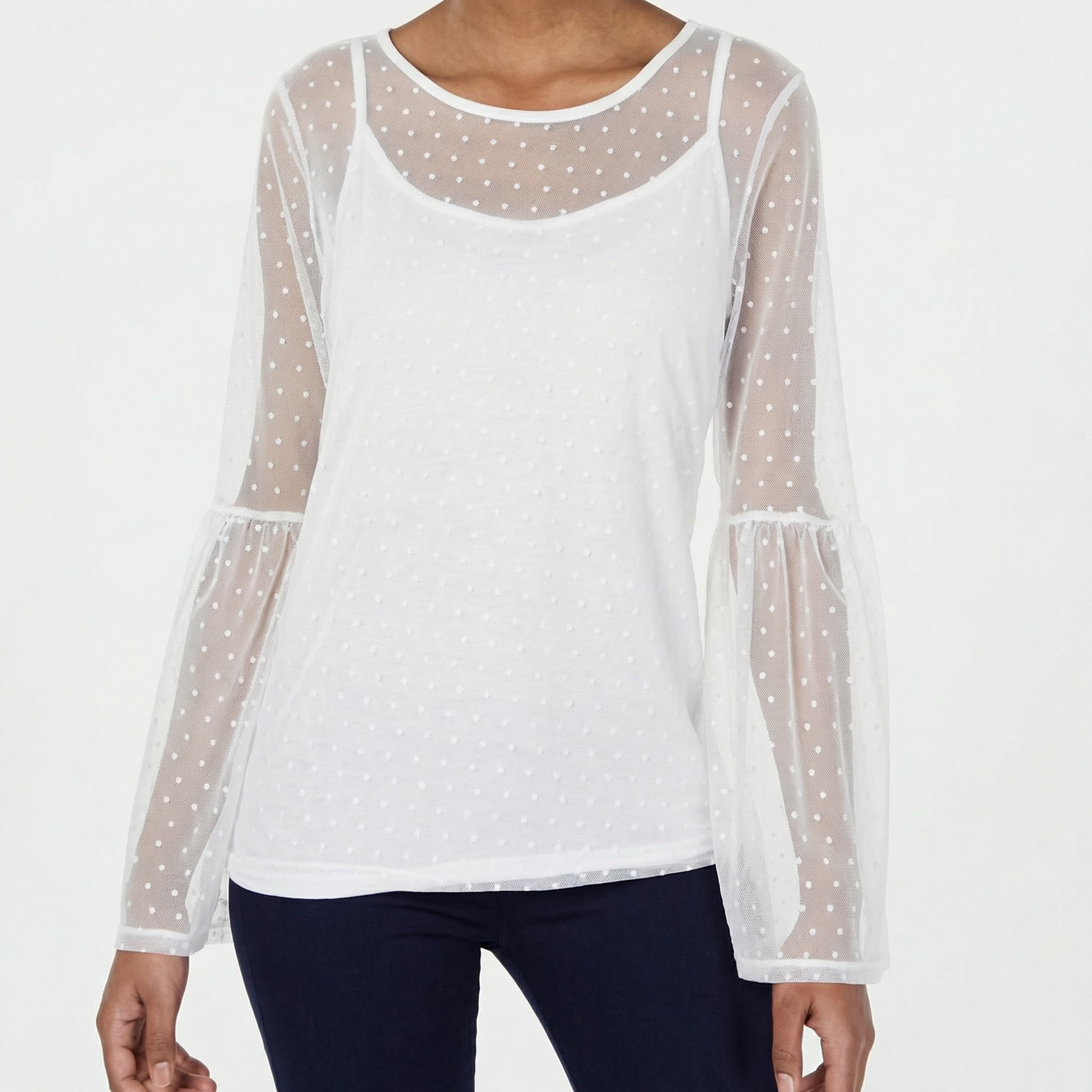 Ultra Flirt by Ikeddi Juniors Mesh Bell-Sleeve Top, Size Medium