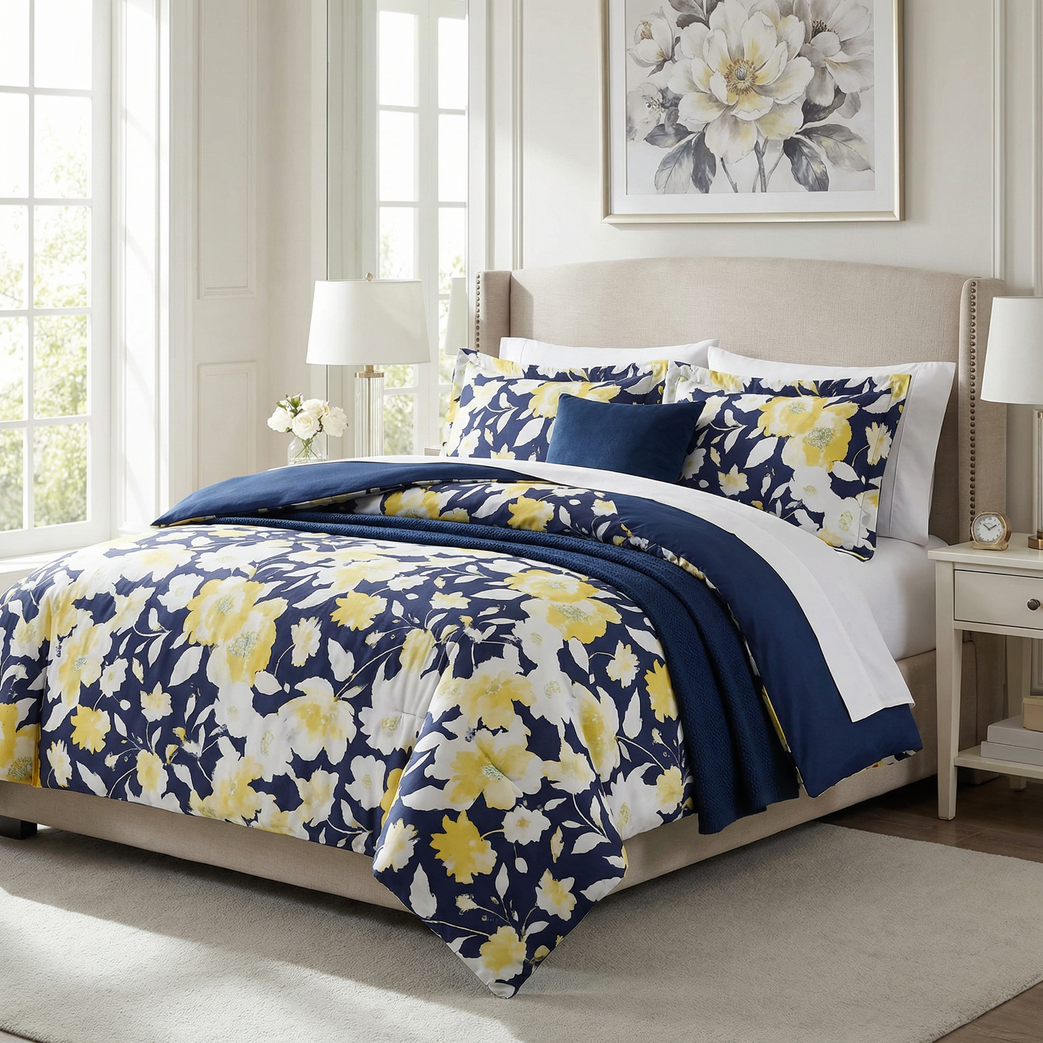Mytex Aster Floral 3-PC. Reversible Full/Queen Comforter Set