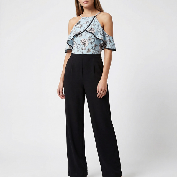 XOXO Womens Halter Floral Cold Shoulder Jumpsuit Juniors Size XXL