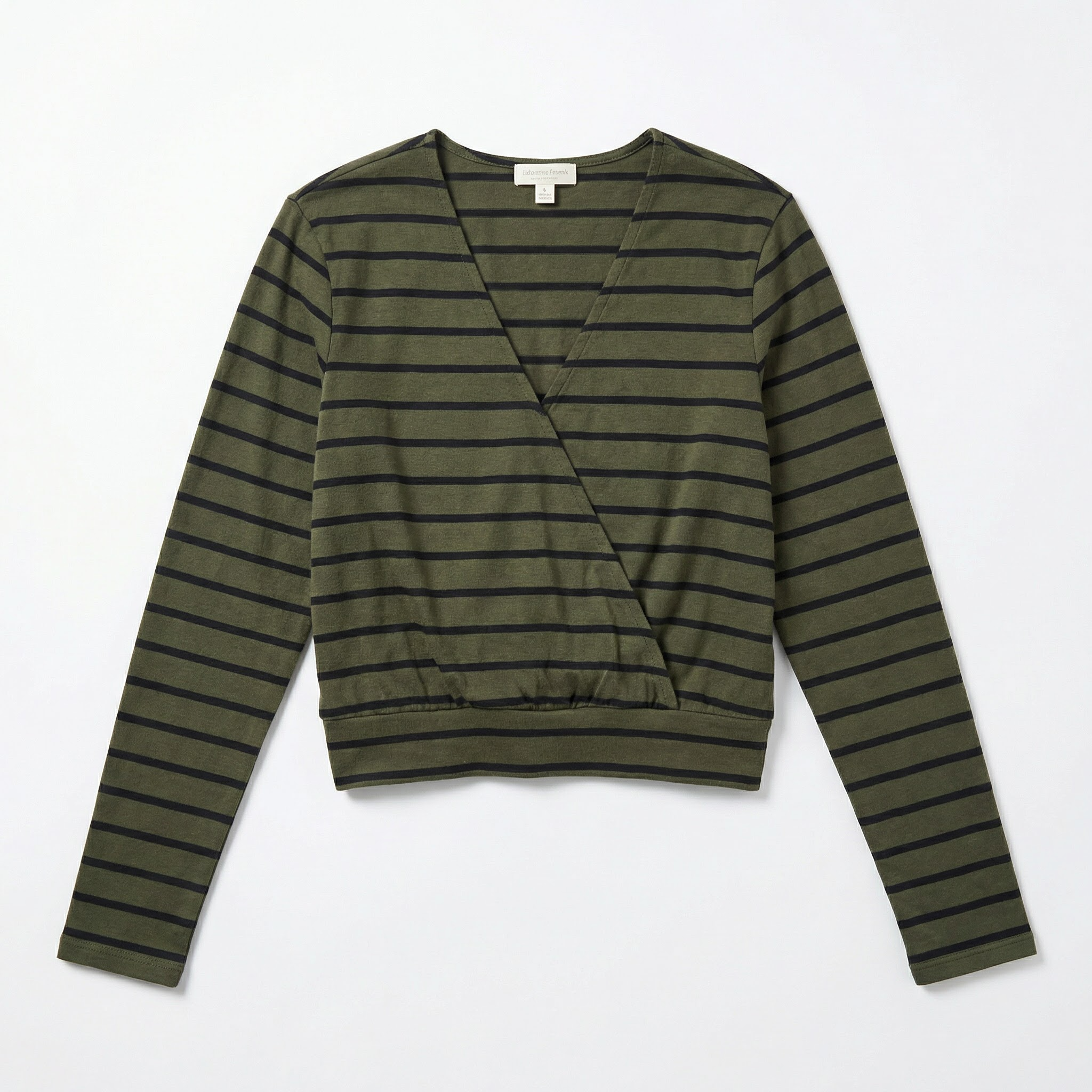 Ultra Flirt Smocked Hem Top Long Sleeve Striped Green /Black Size XL